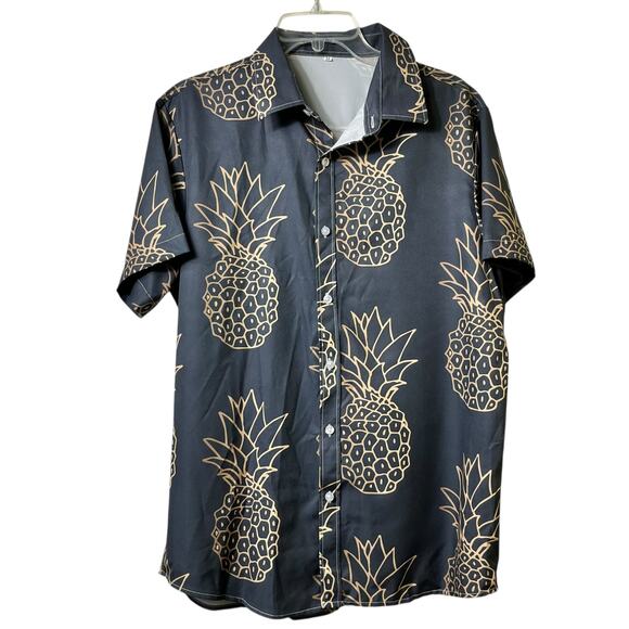 2/$15 Hawaiian Button Front Pineapple Shirt Short Sleeve‎ (2709) - Picture 1 of 3